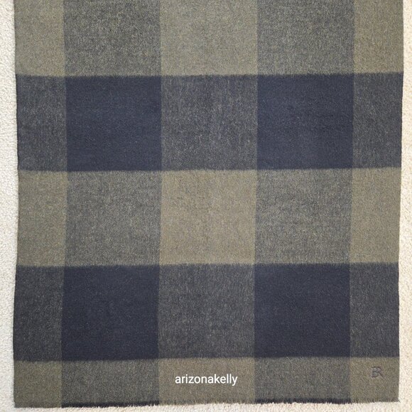 NWOT Banana Republic Wool Scarf Reversible Checks Black & Green Thick - Picture 7 of 13